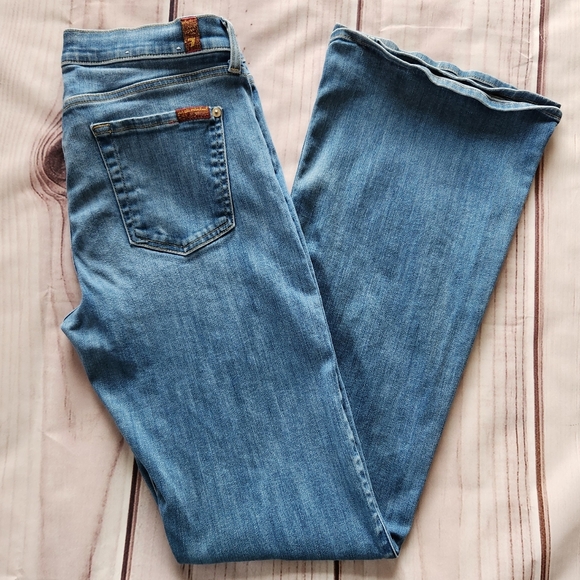 7FAM 7 For All Mankind "Ali" Midrise Flare Bootcut Jeans Blue | Women's Size 30 - Picture 2 of 15